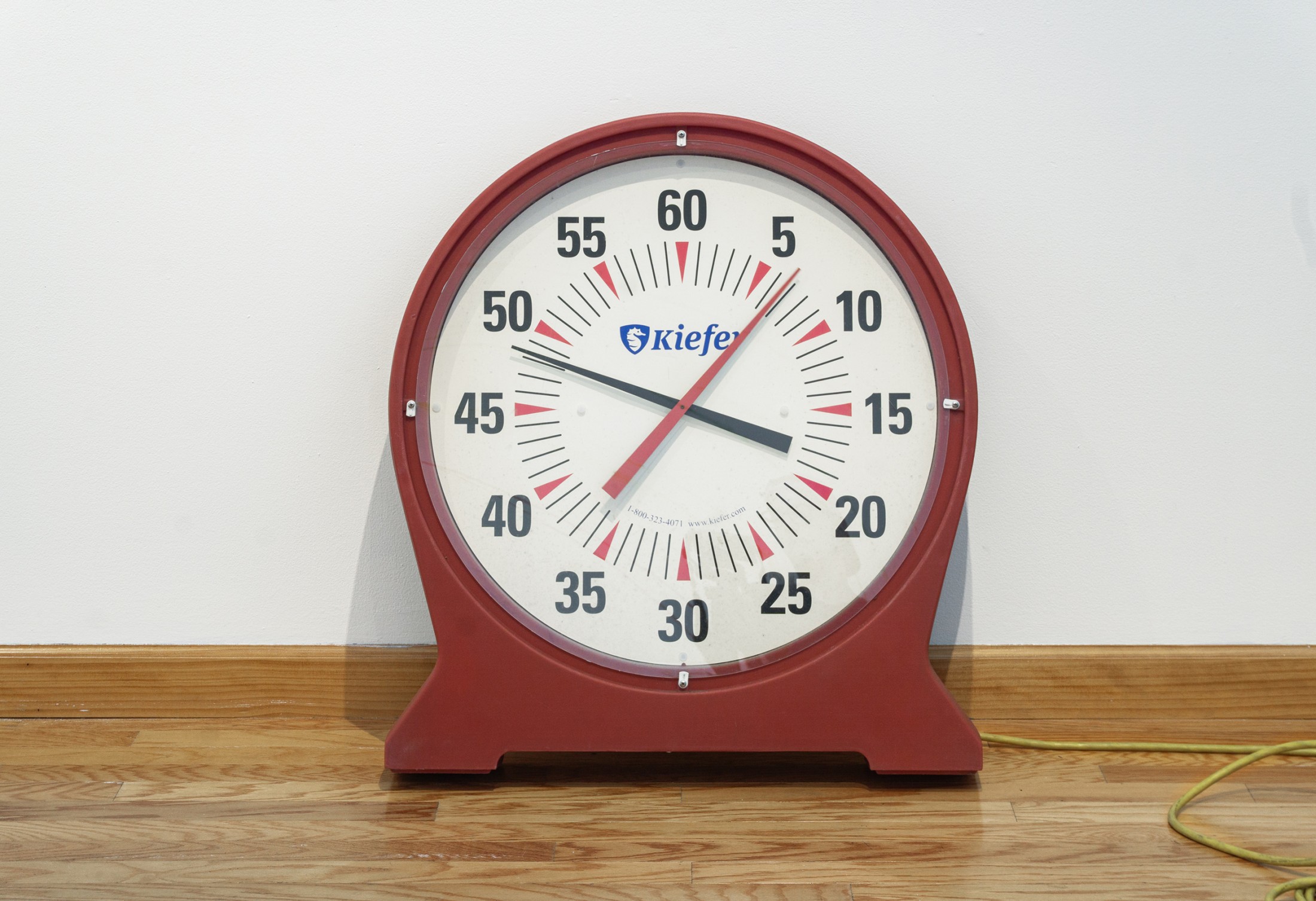 Decommissioned community pool pace clock (silent film)
37″ x 32″ x 7″ x 30′ cord
2026
